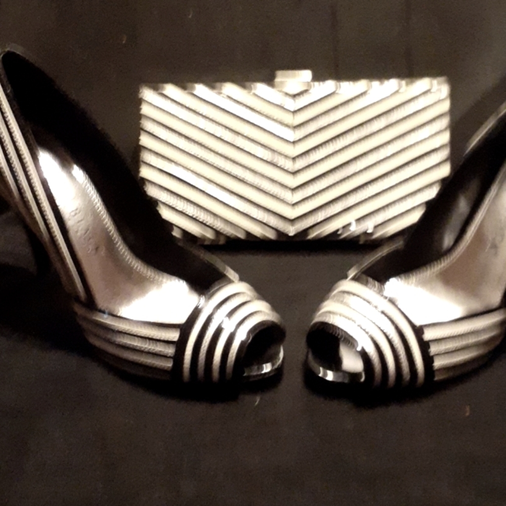 White/Black Heels and purse